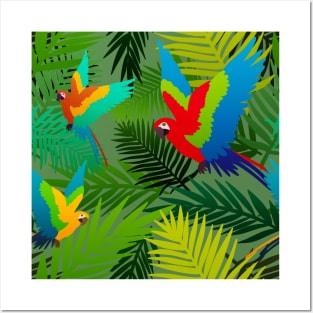 Tropical Parrot Pattern Posters and Art